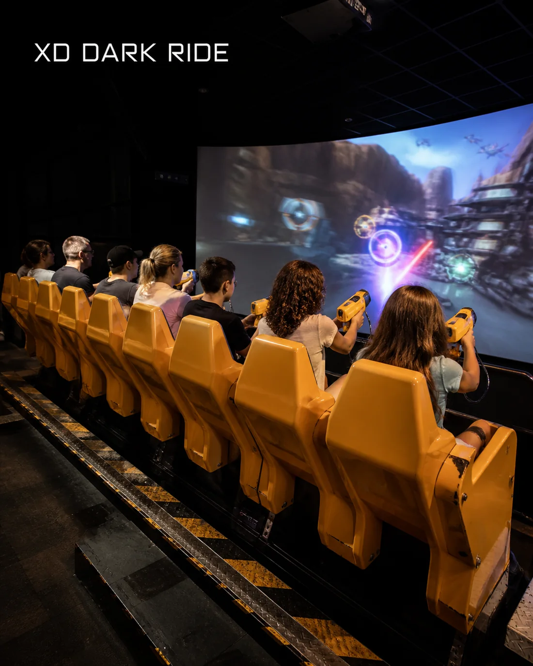 Riders during a Dark Ride session