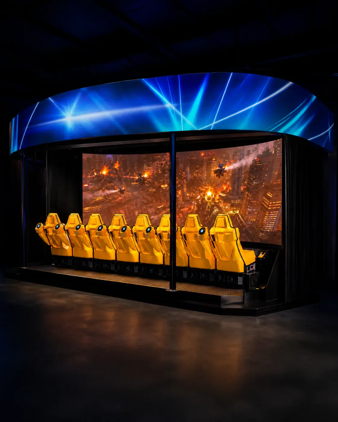 The eight-seat XD Dark Ride cabin and screen